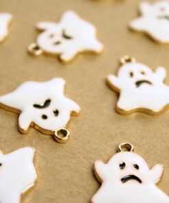 6 pc. Halloween Ghost Charms, 20.5mm x 18mm White Ghost, Spooky Ghost, Halloween Costume, Sheet Phantom Spirit | MIS-154*