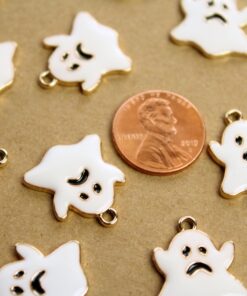 6 pc. Halloween Ghost Charms, 20.5mm x 18mm White Ghost, Spooky Ghost, Halloween Costume, Sheet Phantom Spirit | MIS-154*