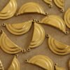 4 pc. Raw Brass Geometric Layered Half Circle Charms: 27mm by 10mm - made in USA | RB-120