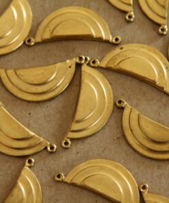 4 pc. Raw Brass Geometric Layered Half Circle Charms: 27mm by 10mm - made in USA | RB-120