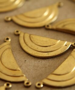 4 pc. Raw Brass Geometric Layered Half Circle Charms: 27mm by 10mm - made in USA | RB-120