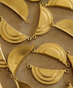 4 pc. Raw Brass Geometric Layered Half Circle Charms: 27mm by 10mm - made in USA | RB-120