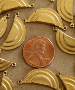 4 pc. Raw Brass Geometric Layered Half Circle Charms: 27mm by 10mm - made in USA | RB-120