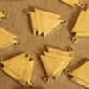 2 pc. Raw Brass Geometric Triple Triangle Connectors: 30mm by 19mm - made in USA | RB-128