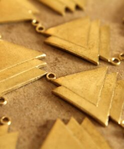 2 pc. Raw Brass Geometric Triple Triangle Connectors: 30mm by 19mm - made in USA | RB-128