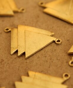 2 pc. Raw Brass Geometric Triple Triangle Connectors: 30mm by 19mm - made in USA | RB-128
