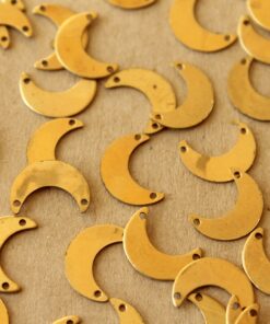 16 pc. Raw Brass Moon Two Hole Connectors: 13mm by 10mm - made in USA | RB-199*