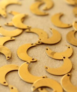 16 pc. Raw Brass Moon Two Hole Connectors: 13mm by 10mm - made in USA | RB-199*