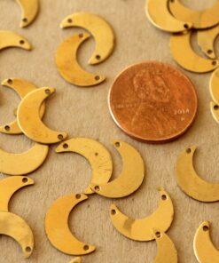 16 pc. Raw Brass Moon Two Hole Connectors: 13mm by 10mm - made in USA | RB-199*