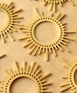2 pc. Raw Brass Boho Sun Charms, 45mm x 45mm | MIS-419