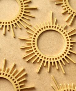 2 pc. Raw Brass Boho Sun Charms, 45mm x 45mm | MIS-419