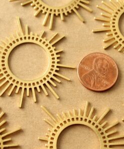 2 pc. Raw Brass Boho Sun Charms, 45mm x 45mm | MIS-419