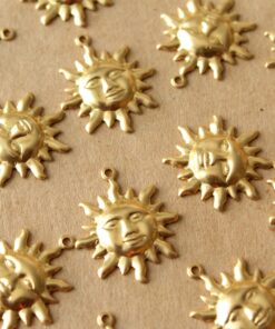 12 pc. Raw Brass Sun Charms: 23mm by 20mm - made in USA | RB-931*