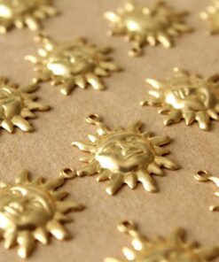 12 pc. Raw Brass Sun Charms: 23mm by 20mm - made in USA | RB-931*