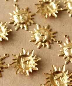 12 pc. Raw Brass Sun Charms: 23mm by 20mm - made in USA | RB-931*