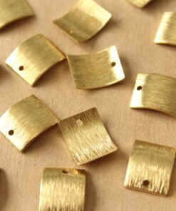 20 pc. Raw Brass Brushed Curved Rectangle Tag Charms: 14mm by 12mm | MIS-117**