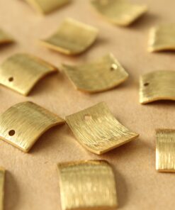 20 pc. Raw Brass Brushed Curved Rectangle Tag Charms: 14mm by 12mm | MIS-117**