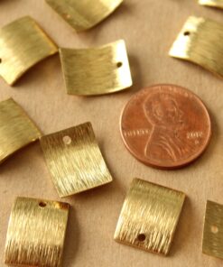 20 pc. Raw Brass Brushed Curved Rectangle Tag Charms: 14mm by 12mm | MIS-117**