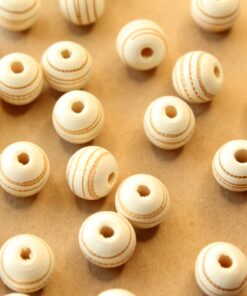 18 pc. Round Wood Painted Beads with Swirl Texture, 10mm in diameter | MIS-441