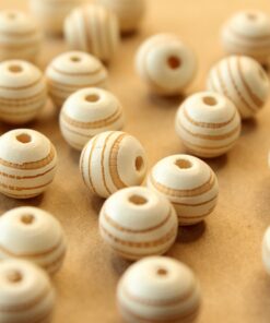 18 pc. Round Wood Painted Beads with Swirl Texture, 10mm in diameter | MIS-441