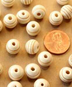 18 pc. Round Wood Painted Beads with Swirl Texture, 10mm in diameter | MIS-441