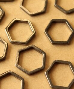 10 pc. Gunmetal Plated Hexagon Links, 19.5mm by 22mm | FI-646