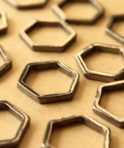 10 pc. Gunmetal Plated Hexagon Links, 19.5mm by 22mm | FI-646