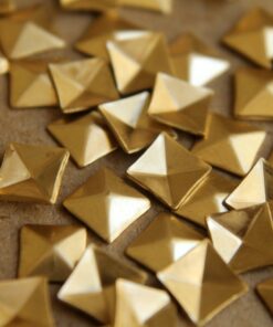 8 pc. Tiny Raw Brass Faceted Square Stampings : 7mm - made in USA | RB-183