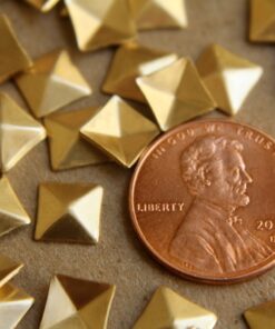 8 pc. Tiny Raw Brass Faceted Square Stampings : 7mm - made in USA | RB-183