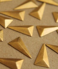 8 pc. Small Raw Brass Faceted Isosceles Triangle Stampings : 15mm by 8.5mm - made in USA | RB-194