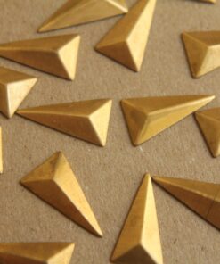 8 pc. Small Raw Brass Faceted Isosceles Triangle Stampings : 15mm by 8.5mm - made in USA | RB-194