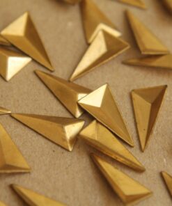 8 pc. Small Raw Brass Faceted Isosceles Triangle Stampings : 15mm by 8.5mm - made in USA | RB-194