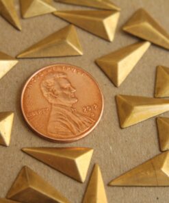 8 pc. Small Raw Brass Faceted Isosceles Triangle Stampings : 15mm by 8.5mm - made in USA | RB-194