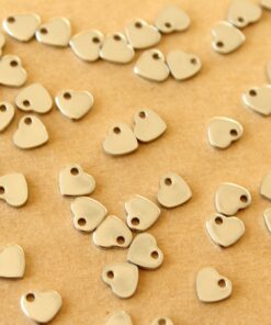 30 pc. Tiny Stainless Steel Heart Charms: 6mm by 5mm - Hearts Love Romance Valentine's Day Friends Couple Sweetheart | MIS-493