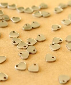30 pc. Tiny Stainless Steel Heart Charms: 6mm by 5mm - Hearts Love Romance Valentine's Day Friends Couple Sweetheart | MIS-493