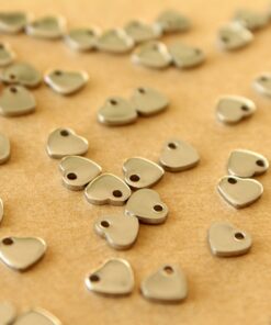 30 pc. Tiny Stainless Steel Heart Charms: 6mm by 5mm - Hearts Love Romance Valentine's Day Friends Couple Sweetheart | MIS-493