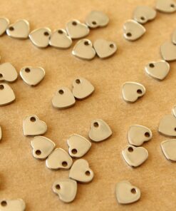 30 pc. Tiny Stainless Steel Heart Charms: 6mm by 5mm - Hearts Love Romance Valentine's Day Friends Couple Sweetheart | MIS-493