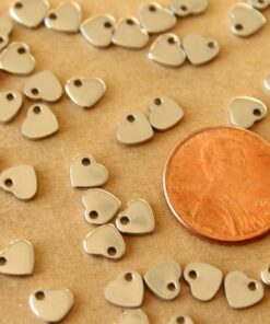 30 pc. Tiny Stainless Steel Heart Charms: 6mm by 5mm - Hearts Love Romance Valentine's Day Friends Couple Sweetheart | MIS-493