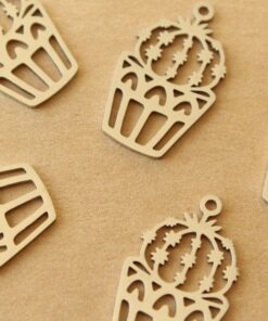2 pc. Stainless Steel Potted Cactus Charms, 30mm x 17.5mm | MIS-503