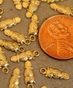 12 pc. Tiny Raw Brass Owls with Loop: 12mm by 4mm - made in USA | RB-247
