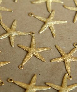 8 pc. Raw Brass Starfish Charms: 19mm by 22mm - made in USA | RB-313