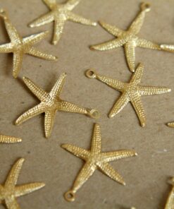 8 pc. Raw Brass Starfish Charms: 19mm by 22mm - made in USA | RB-313