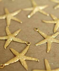 8 pc. Raw Brass Starfish Charms: 19mm by 22mm - made in USA | RB-313