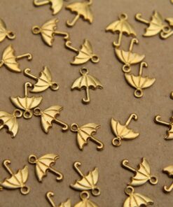 12 pc. Tiny Raw Brass Umbrella Charms: 10mm by 8mm - made in USA | RB-327
