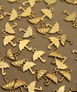 12 pc. Tiny Raw Brass Umbrella Charms: 10mm by 8mm - made in USA | RB-327