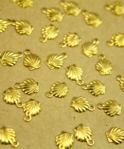 12 pc. Tiny Raw Brass Seashells: 7.5mm by 6mm - made in USA | RB-366