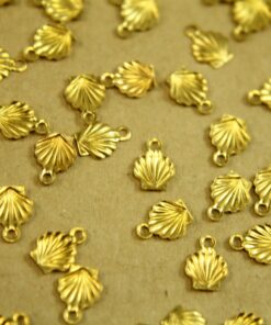 12 pc. Tiny Raw Brass Seashells: 7.5mm by 6mm - made in USA | RB-366