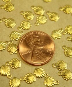 12 pc. Tiny Raw Brass Seashells: 7.5mm by 6mm - made in USA | RB-366