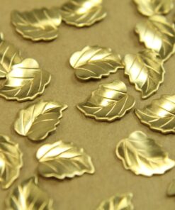 8 pc. Tiny Raw Brass Folded Leaves: 10mm by 8mm - made in USA | RB-432