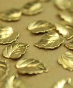 8 pc. Tiny Raw Brass Folded Leaves: 10mm by 8mm - made in USA | RB-432